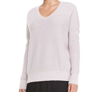 Vince Lilac V-Neck Waffle Knit Wool Cashmere Sweater